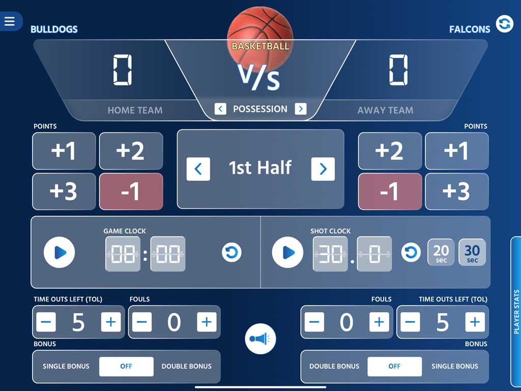 ScoreBuddy Pro basketball scoring controller interface