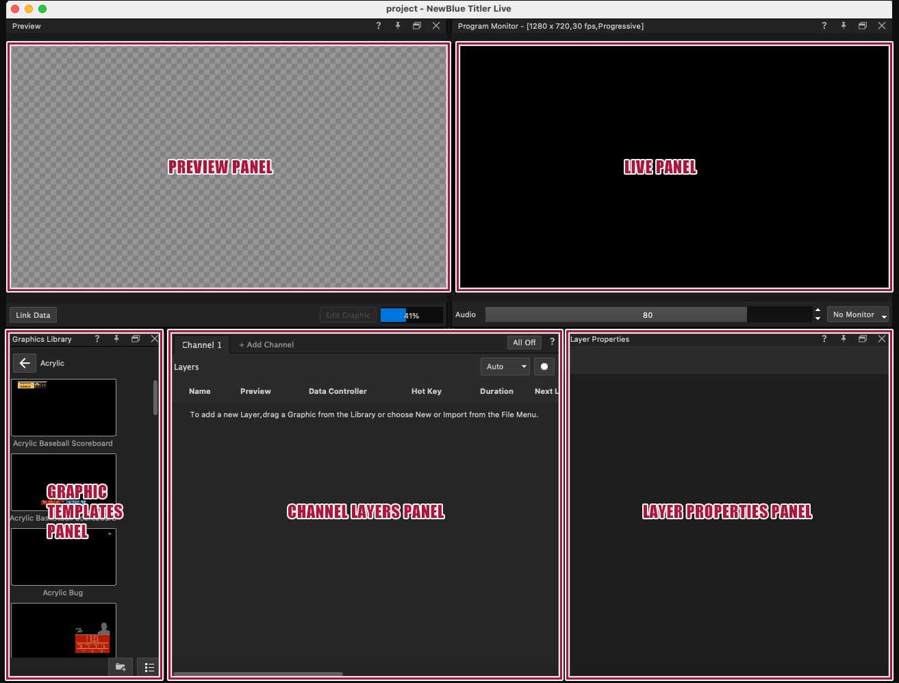 NewBlue Titler Live interface