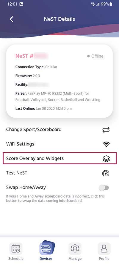 Select Score Overlay and Widgets