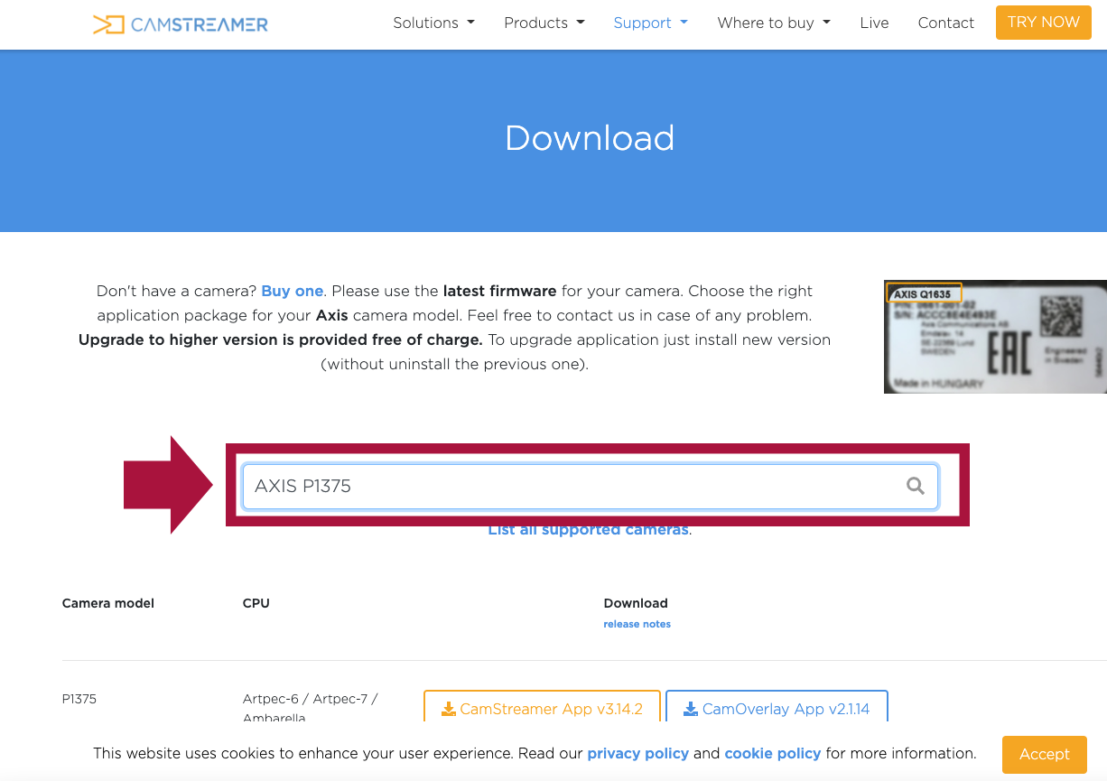 CamStreamer download page