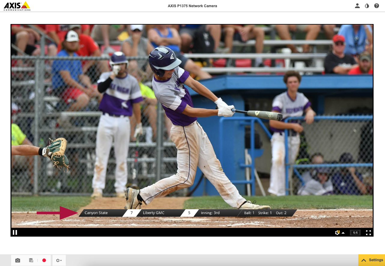 Camera stream with overlay visible