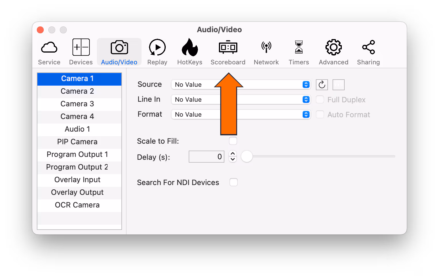 Navigate to the Scoreboard tab in settings