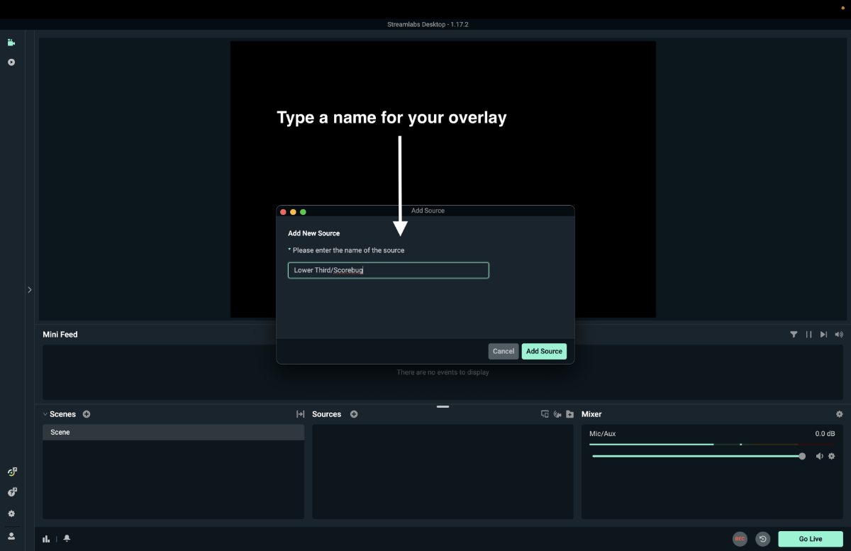 Name the browser source and add it