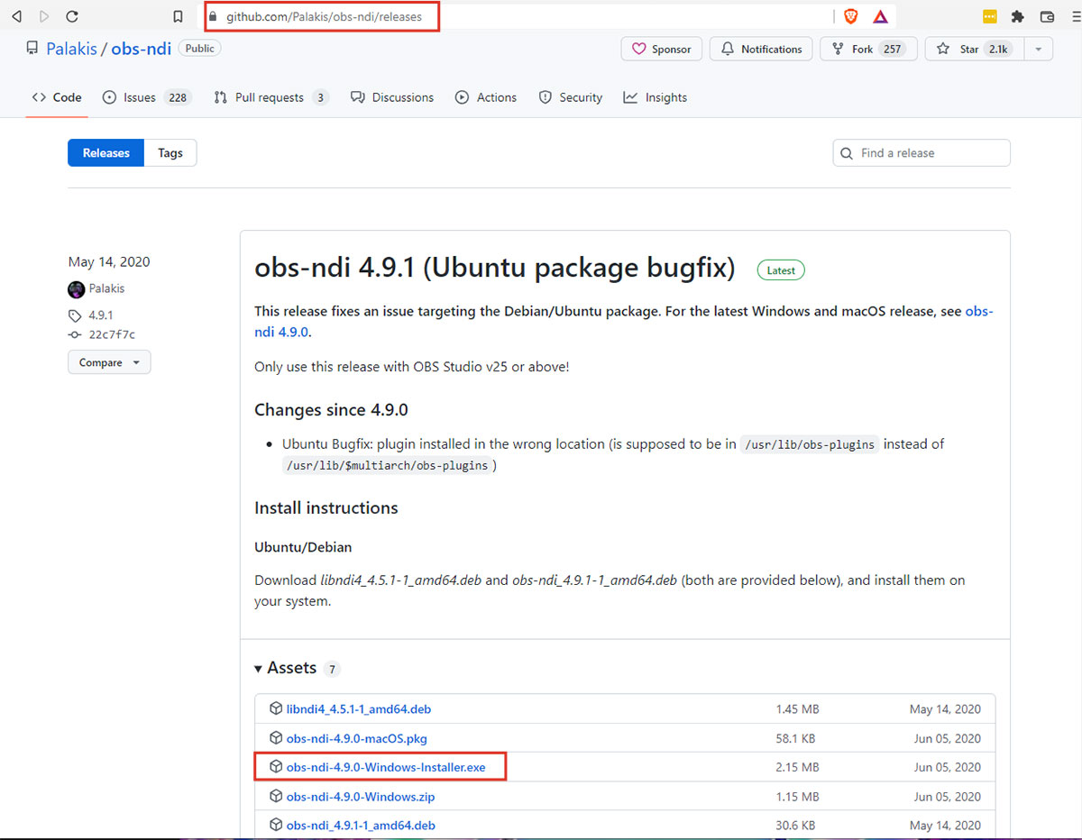 Download OBS NDI Plugin