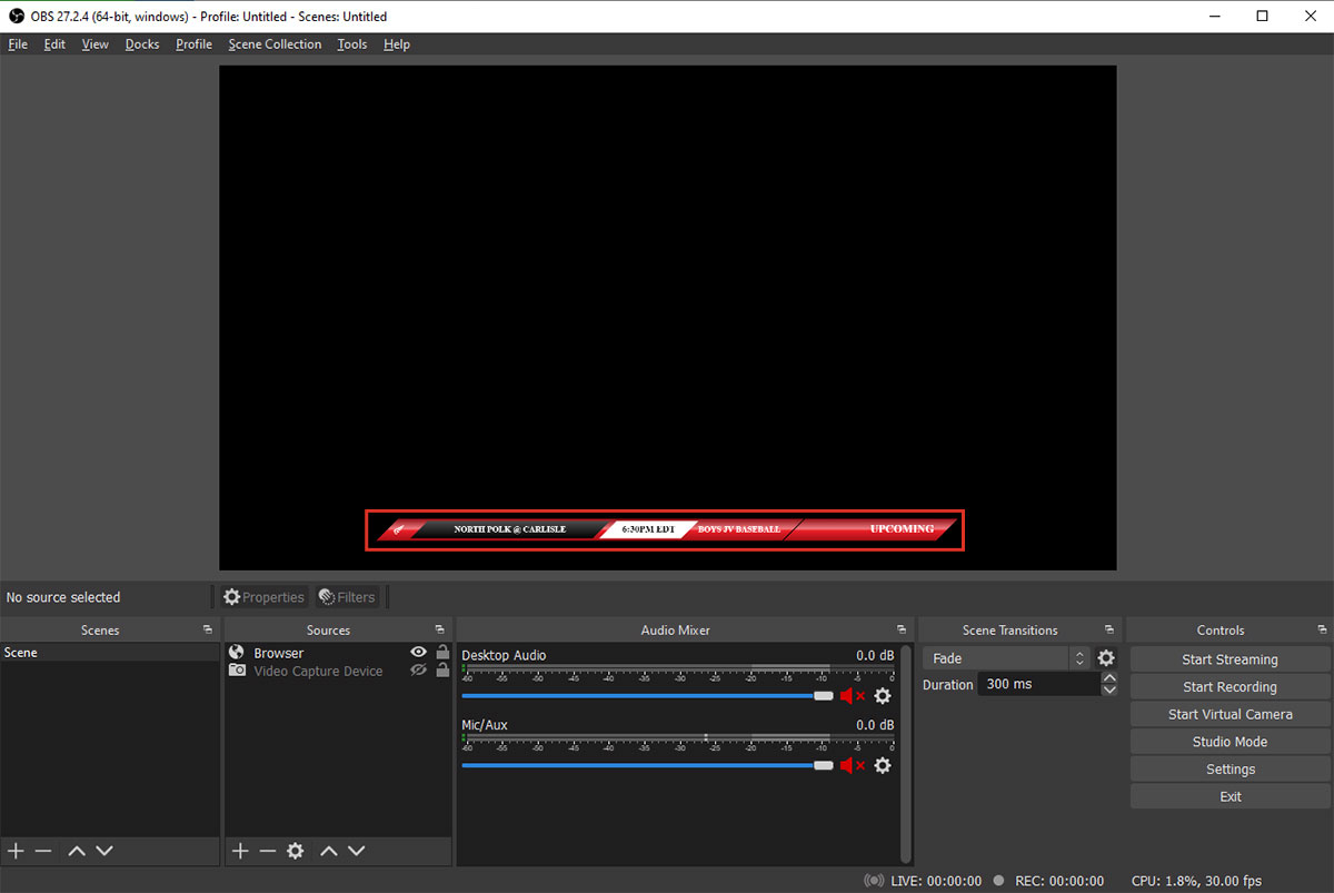 Browser source with Chroma Key applied
