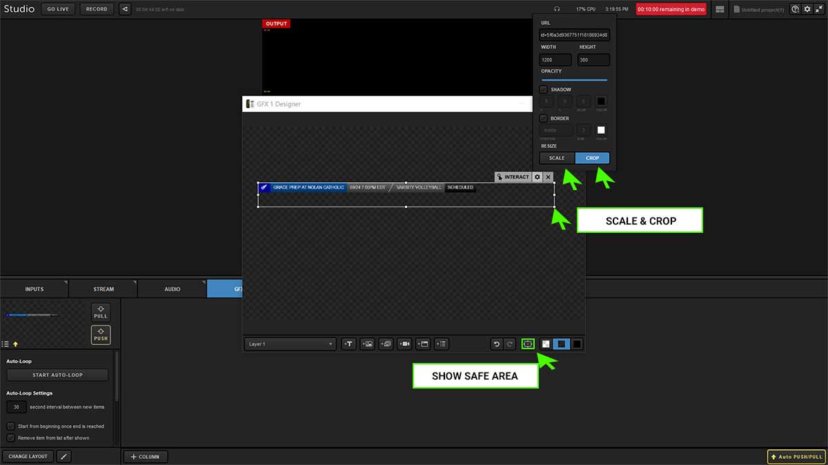 Scale, crop, and use Show Safe Area to position the overlay